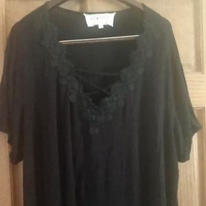 Black top - Criss cross in front with lace